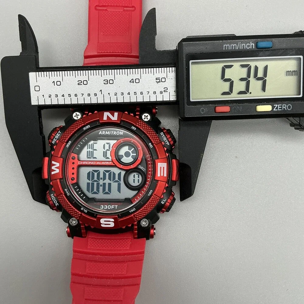 Armitron Pro Sport 40/8284 Mens Watch 53mm Camo Digital Red Resin Alarm 100m